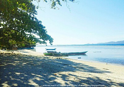 White sandy beach of Arborek island in Raja Ampat