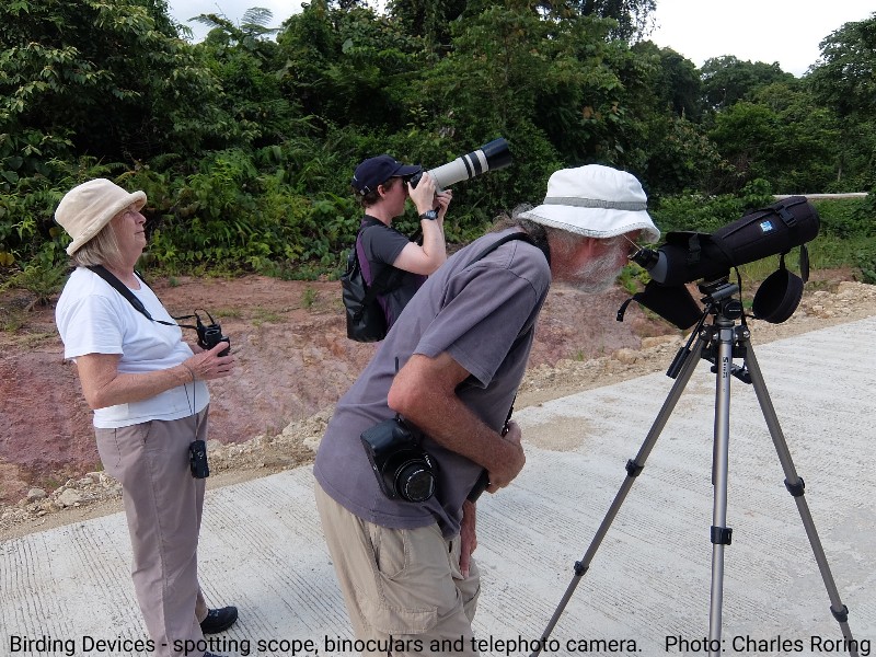 Binoculars and spotting scope are the most common optical device used by birdwatchers.