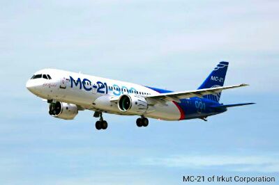 Russian made passenger plane MC-21